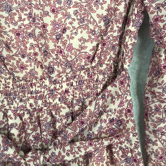 Japna Dress Small Pink Cream Paisley Wrap Flowy Puff Tie Belt Cottage Boho - Picture 12 of 15